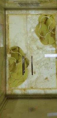 White and Jade onyx marquetry shower